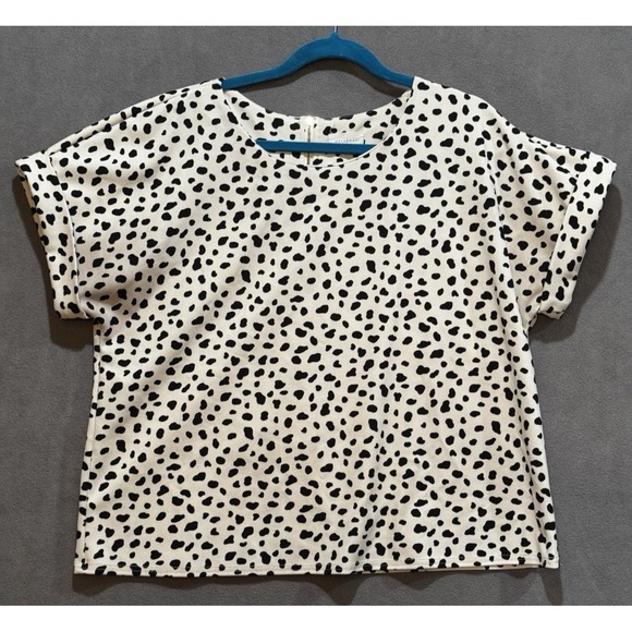 MELLODAY Tops - Melloday Women's Animal Print Blouse Back  Zipper‎ Black Cream XL Cheetah Cat